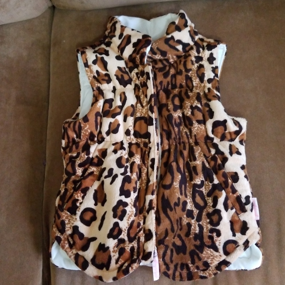Reversible Leopard suede vest coat